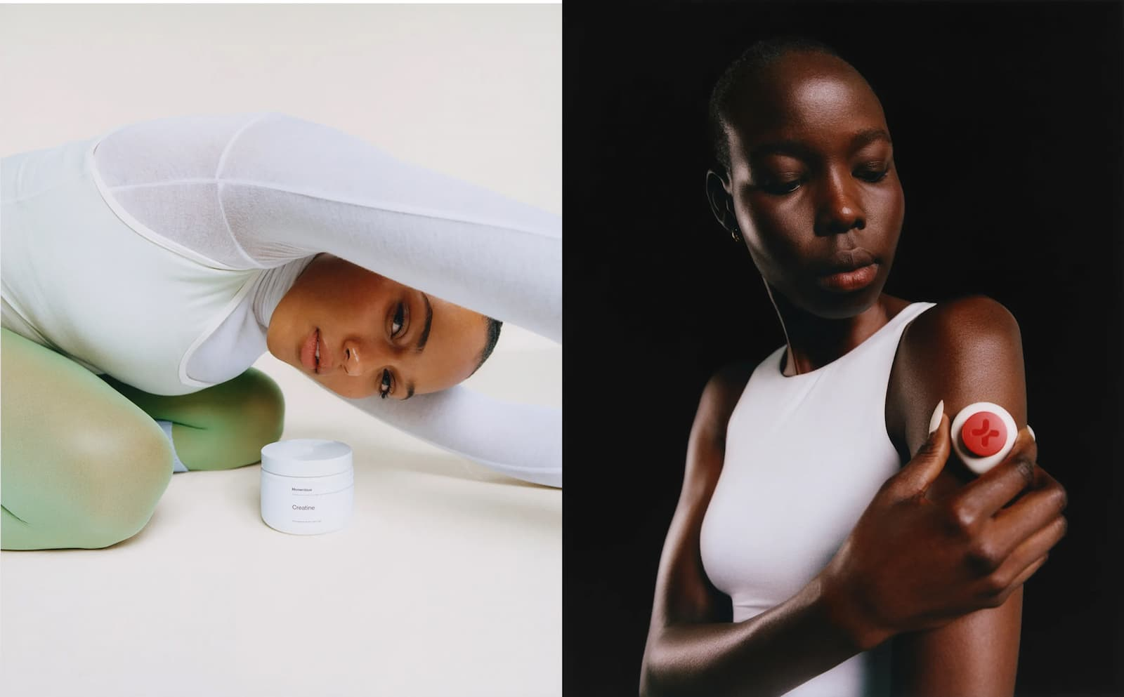 Healf wellness photography featuring a creatine product and an at-home health test.